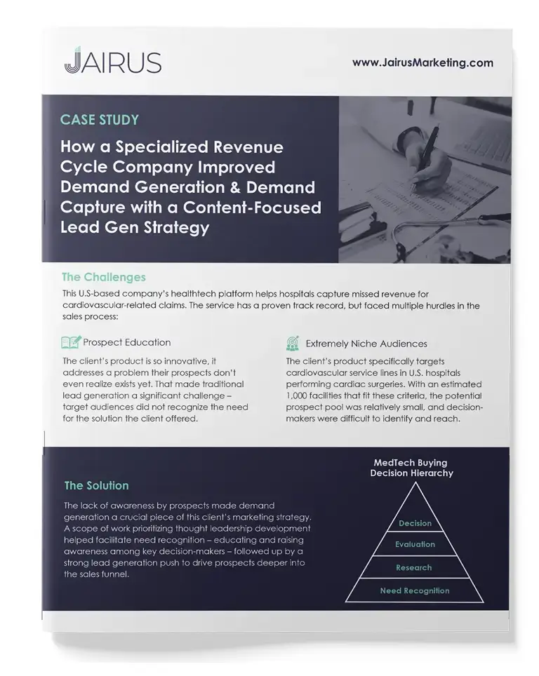 How a Specialized Revenue Cycle Company Improved Demand Generation & Demand Capture with a Content-Focused Lead Gen Strategy Case Study