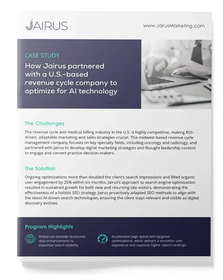 How Jairus Partnered with a U.S.-Based Revenue Cycle Company to Optimize for AI Technology Case Study