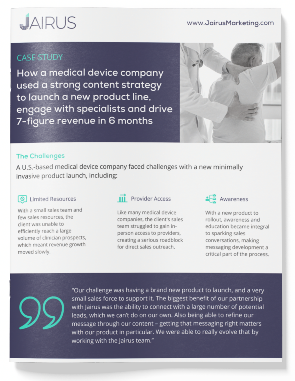 Medical Device ROI Case Study Download Jairus Marketing